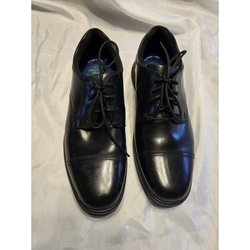 Nunn Bush KORE Cap Toe Oxford 84944-001 Black Leather Men's Size 9XW Gel Comfort